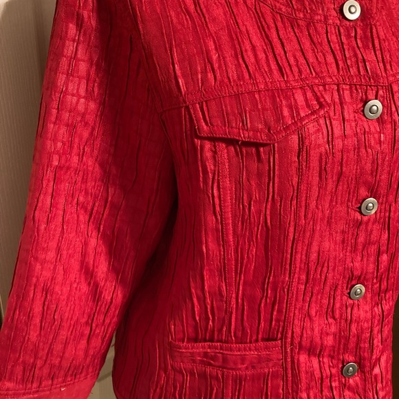 Ruby Rd Red with a touch of shimmer crop jacket size 16. NWOT - Picture 4 of 7